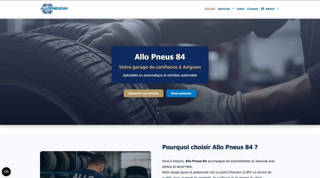 Aperçu du site Allo Pneus 84