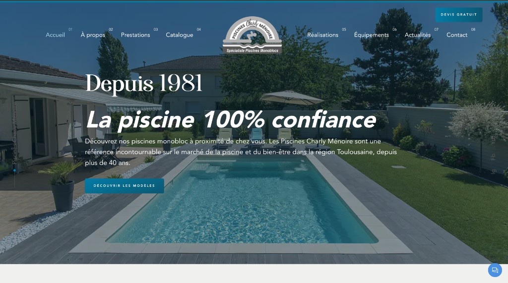 Aperçu du site Piscines Charly Ménoire