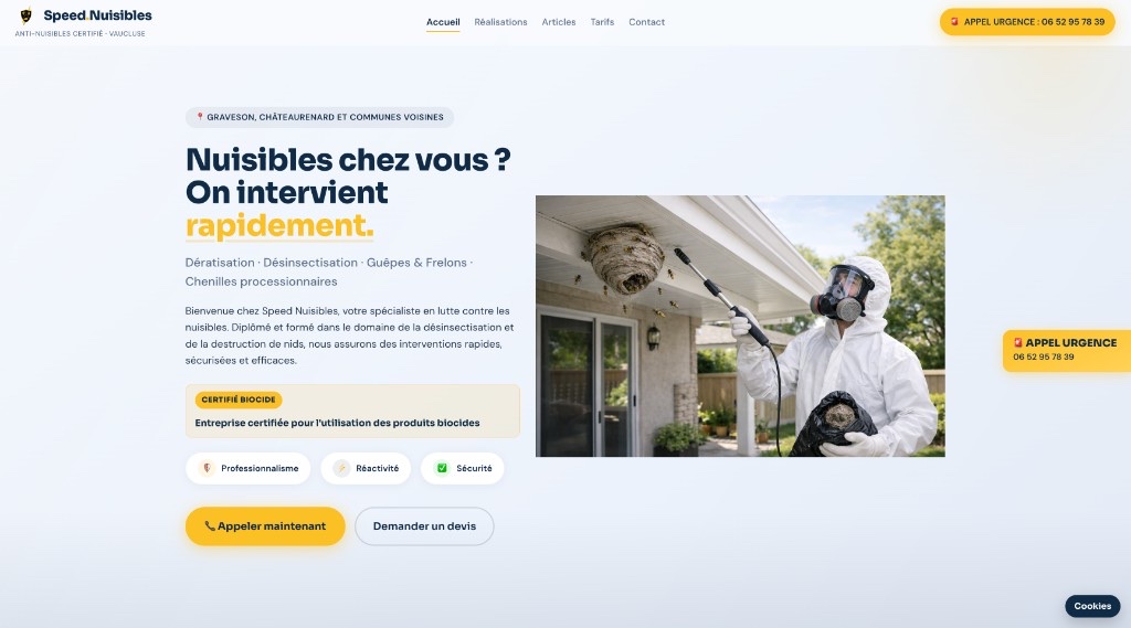 Aperçu du site Speed Nuisibles